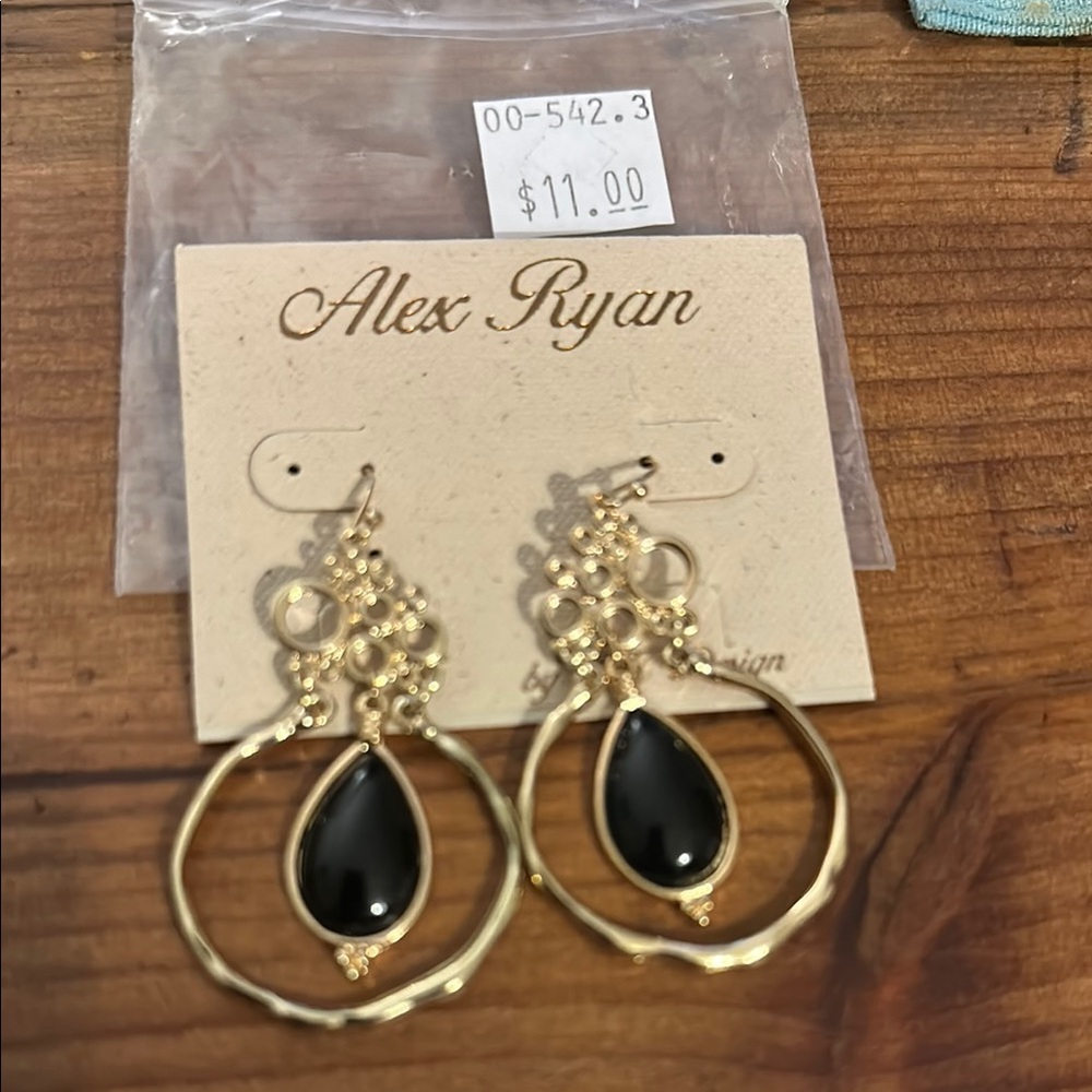 Alex Ryan Gold and Black Dangle Earrings